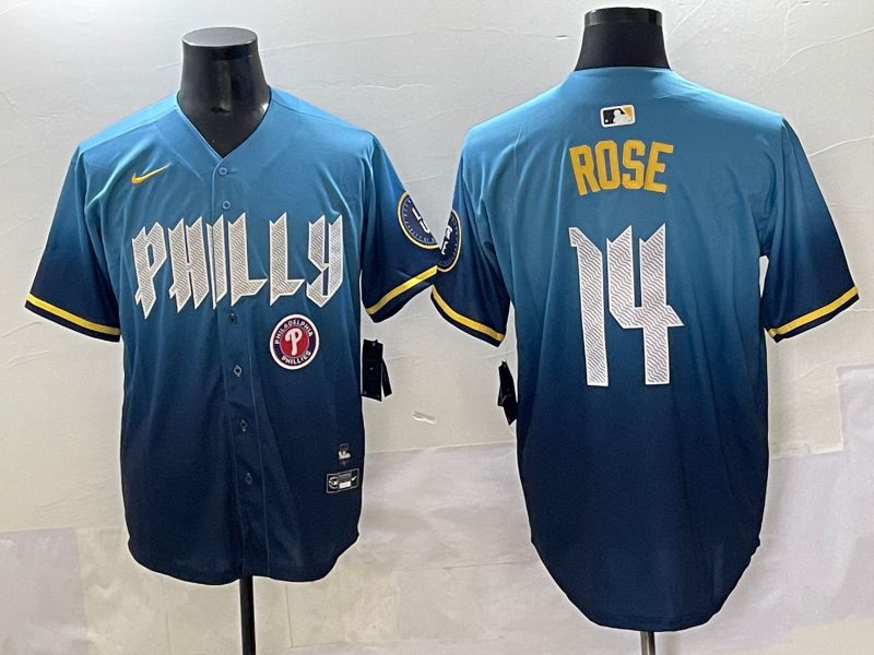 Men 2025 Philadelphia Phillies #14 Rose Blue City Edition Nike MLB Jersey style 8